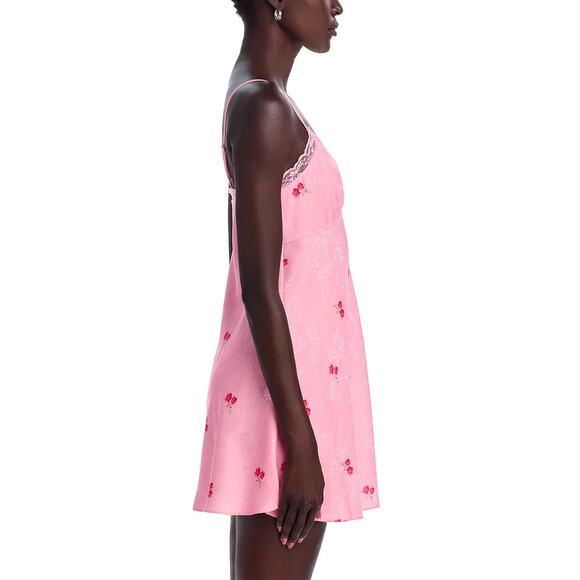 NWT LoveShackFancy Larinda Dress Floral Lace Trim Satin Mini Slipdress M - Picture 7 of 11